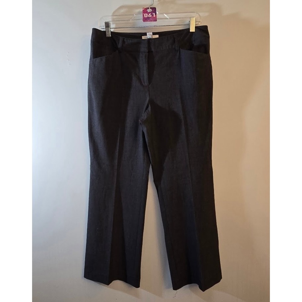 Chico's Womens Dress Pants Dark Gray Straight Leg Pleated Office Size 1(8) Short